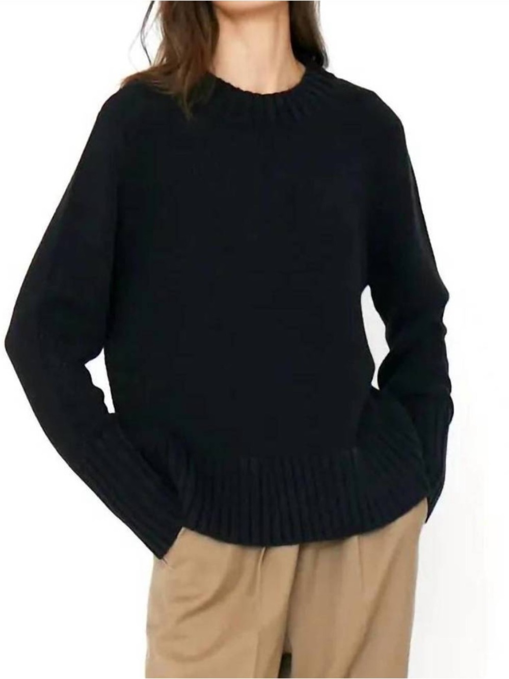 Kule Tatum Black Crewneck Cotton Pullover Sweater - M